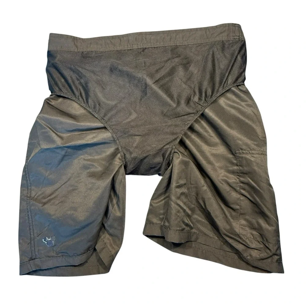 Disney Parks Mickey Mouse Black & White Swim Trunks‎ Mens Size L Elastic Shorts